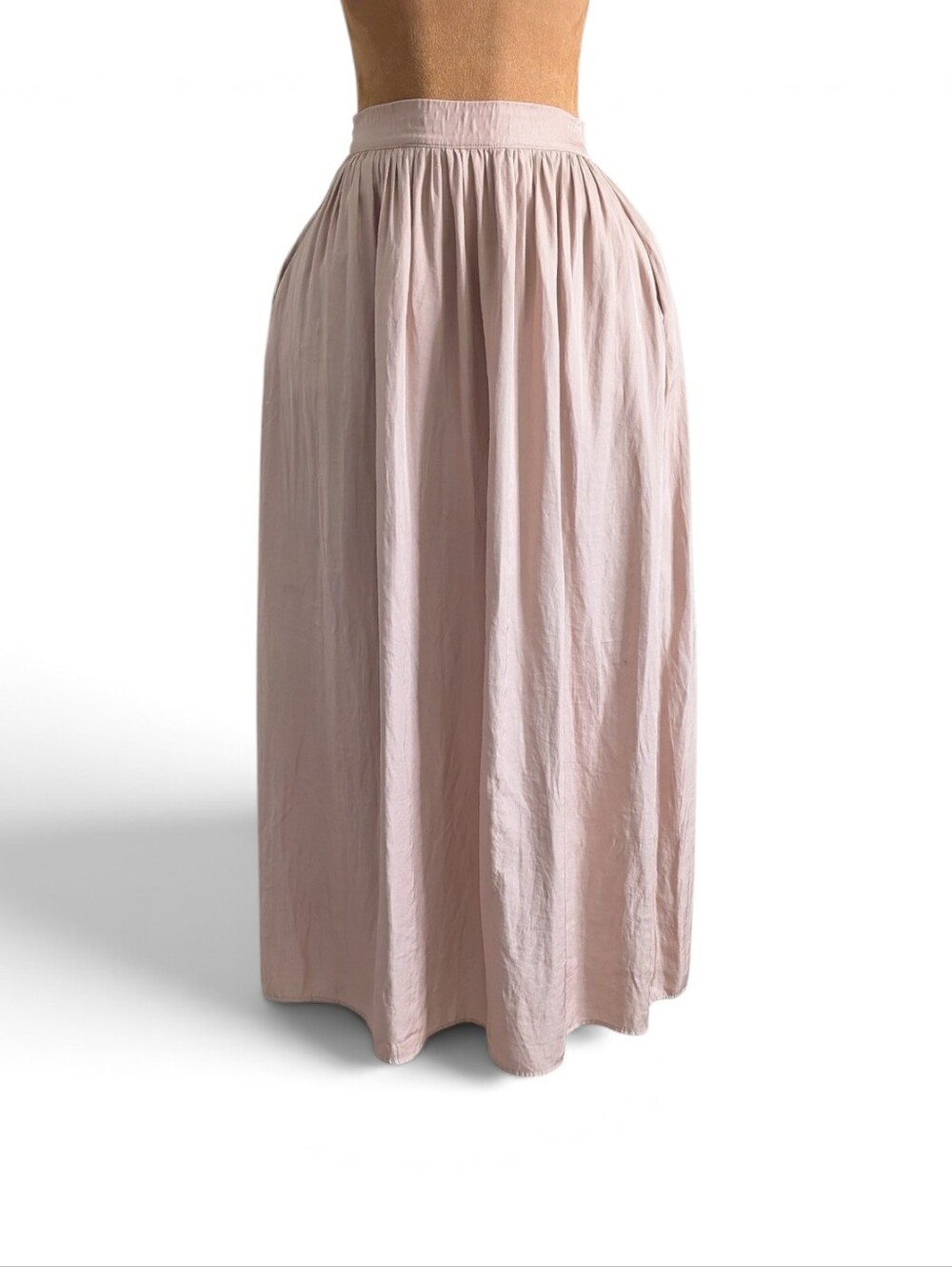 American Eagle Quiet Luxury Beige Satin Maxi Skirt